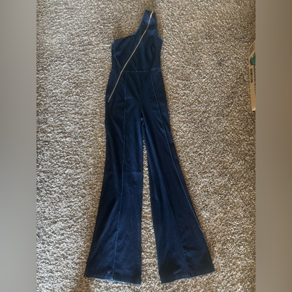 Women's Denim One Shoulder jumpsuit, stretchy material